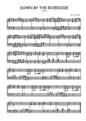 Téléchargez l'arrangement pour piano de la partition de Down by the riverside en PDF